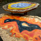 2X Geode tables Large Set of Orange Grey Epoxy Resin Art  Coffee/side Table set with gold metal legs