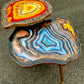 2X Geode tables Large Set of Orange Grey Epoxy Resin Art  Coffee/side Table set with gold metal legs