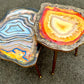 2X Geode tables Large Set of Orange Grey Epoxy Resin Art  Coffee/side Table set with gold metal legs