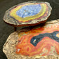 2X Geode tables Large Set of Orange Grey Epoxy Resin Art  Coffee/side Table set with gold metal legs