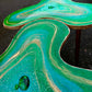 Big Handmade emerald Geode Gold Coffee/table Nesting Epoxy coffee table set