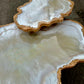 Big Nesting Geode Coffee table white shiny Beige Agate Epoxy Coffee table set