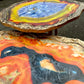 2X Geode tables Large Set of Orange Grey Epoxy Resin Art  Coffee/side Table set with gold metal legs