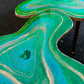 Big Handmade emerald Geode Gold Coffee/table Nesting Epoxy coffee table set