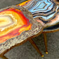 2X Geode tables Large Set of Orange Grey Epoxy Resin Art  Coffee/side Table set with gold metal legs