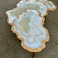 Big Nesting Geode Coffee table white shiny Beige Agate Epoxy Coffee table set