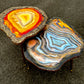 2X Geode tables Large Set of Orange Grey Epoxy Resin Art  Coffee/side Table set with gold metal legs