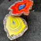 2x Nesting geode tables Yellow Orange geode Resin Art Painting Emerald agate Coffee/side Table