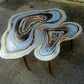 Big Geode Grey Coffee table Silver glitter shiny agate coffee table Nested coffee table set