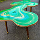 Big Handmade emerald Geode Gold Coffee/table Nesting Epoxy coffee table set