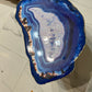 Handmade Large geode table Epoxy art blue agate coffee/side table with gold metal legs