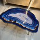 Handmade Large geode table Epoxy art blue agate coffee/side table with gold metal legs