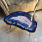 Handmade Large geode table Epoxy art blue agate coffee/side table with gold metal legs