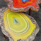 2x Nesting geode tables Yellow Orange geode Resin Art Painting Emerald agate Coffee/side Table