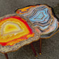 2X Geode tables Large Set of Orange Grey Epoxy Resin Art  Coffee/side Table set with gold metal legs