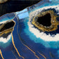 2 x Nesting Geode Blue Navy gold  tables Resin Art Agate stones Coffee/side Table set