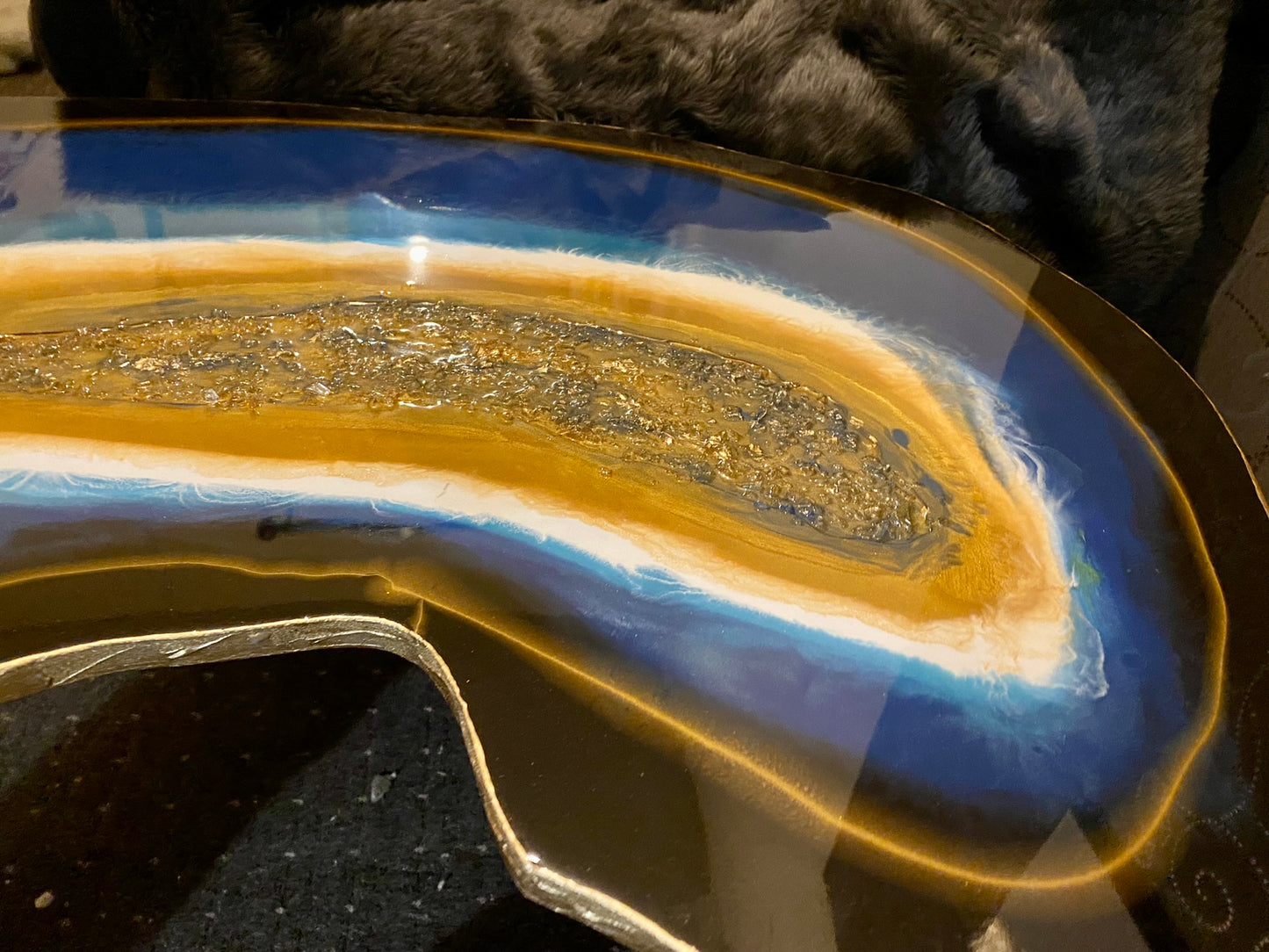 Geode Navy coffee table natural stones coffee table gold metal legs