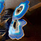 2 x Nesting Geode Blue Navy gold  tables Resin Art Agate stones Coffee/side Table set