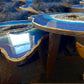 2 x Nesting Geode Blue Navy gold  tables Resin Art Agate stones Coffee/side Table set