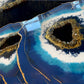 2 x Nesting Geode Blue Navy gold  tables Resin Art Agate stones Coffee/side Table set