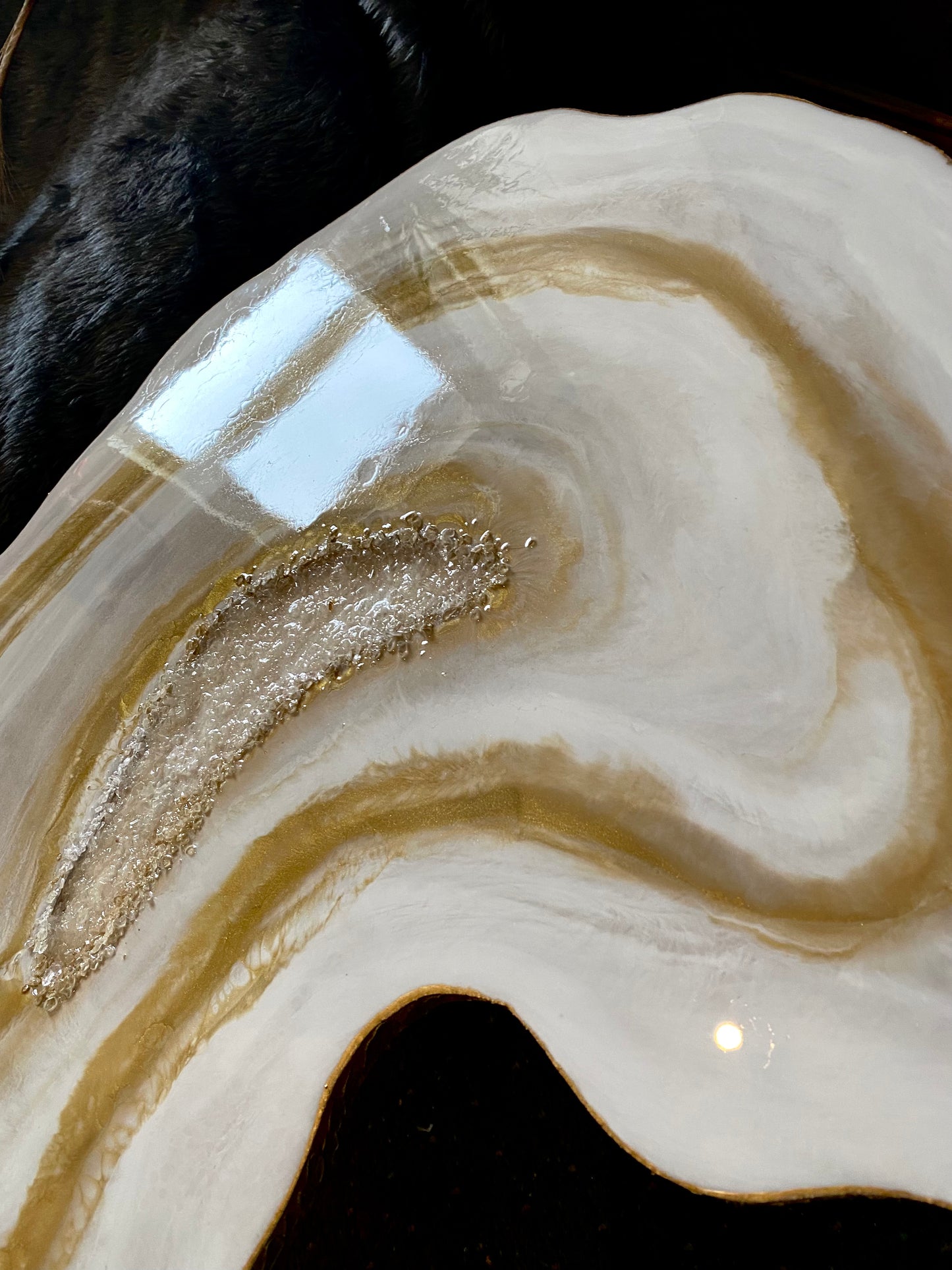 3 x  large handmade geode Resin Nested Coffee tables white gold geode crystals agate artwork coffee table SET gold metal legs